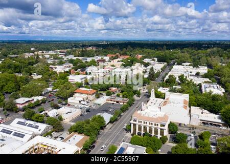 Vue aérienne sur le centre-ville de Chico, Californie Banque D'Images