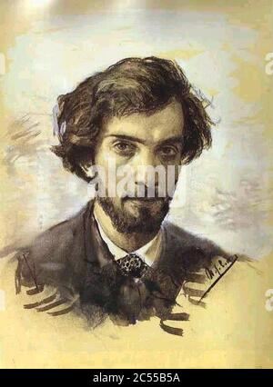 Isaac Levitan autoportrait1880. Banque D'Images