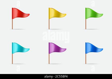 Icône ou logo de l'ensemble de drapeaux de la barre d'ondulation triangulaire dans le vecteur. Illustration de Vecteur