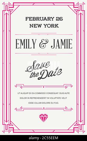 Invitation style de grande qualité dans Art déco ou époque Nouveau vecteur de l'époque Gangster des années 1920 Illustration de Vecteur