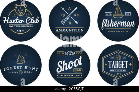 Ensemble de Vector Hunting Camping Sport éléments l'illustration peut être utilisée comme logo ou icône en qualité supérieure Illustration de Vecteur