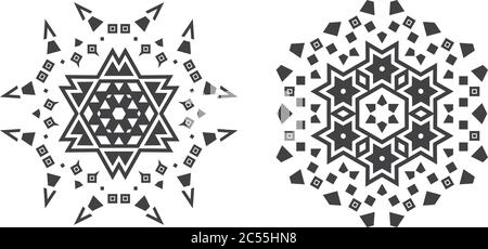 Israël juif ethnique Fractal Mandala Vector ressemble à Snowflake ou Maya Aztec motif ou fleur Illustration de Vecteur