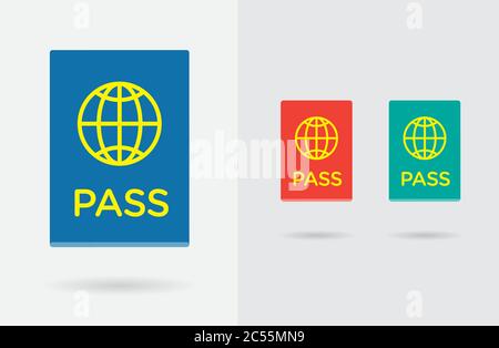 Ensemble de citoyenneté ou d'ID de passeport étranger dans l'icône de couleur Vector peut être utilisé comme logo Illustration de Vecteur