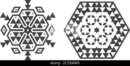 Israël juif ethnique Fractal Mandala Vector ressemble à Snowflake ou Maya Aztec motif ou fleur Illustration de Vecteur