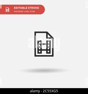 Icône de vecteur simple de fichier vidéo. Modèle de conception de symbole d'illustration pour l'élément d'interface utilisateur Web mobile. Pictogramme moderne de couleur parfaite sur contour modifiable. Icônes de fichiers vidéo pour votre projet d'entreprise Illustration de Vecteur