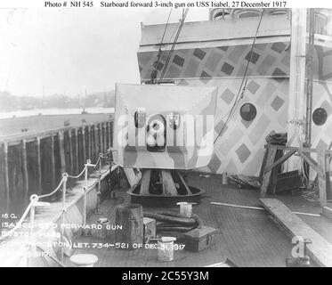 USS Isabel 3 pouces 50 cal gun vue muzzle 1917 NH 455. Banque D'Images