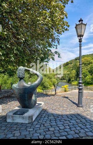 Sculpture, Mundenia, la recherche, Fulda, River, Schlagdspitze, Hann. Münden, Basse-Saxe, Allemagne, Europe Banque D'Images