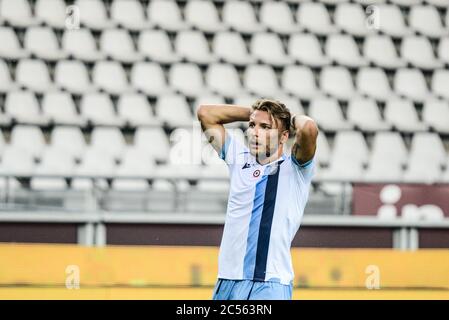 Ciro immobile (Lazio) en action pendant la série UN match de football Torino FC vs Lazio. Lazio a remporté 1-2 au Stadio Olimpico Grande Torino à Turin, Italie Banque D'Images