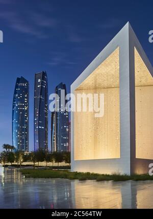 Mémorial du fondateur de Sheikh Zayed, Etihad Towers, Abu Dhabi, Émirats arabes Unis Banque D'Images