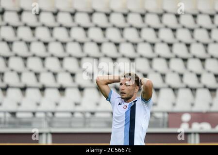 Turin, Italie. 30 juin 2020. Ciro immobile (Lazio) en action pendant la série UN match de football Torino FC vs Lazio. Lazio a remporté 1-2 au Stadio Olimpico Grande Torino à Turin, Italie le 30 juin 2020 (photo d'Alberto Gandolfo/Pacific Press) crédit: Pacific Press Agency/Alay Live News Banque D'Images