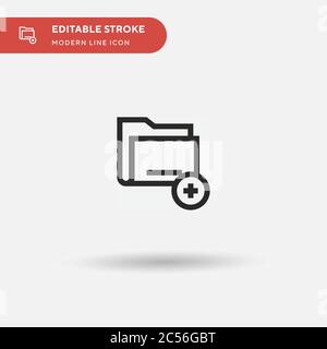 Icône Ajouter un dossier à vecteur simple. Modèle de conception de symbole d'illustration pour l'élément d'interface utilisateur Web mobile. Pictogramme moderne de couleur parfaite sur contour modifiable. Ajouter des icônes de dossier pour votre projet d'entreprise Illustration de Vecteur