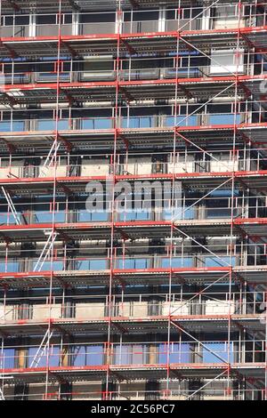 Bâtiment de bureaux GEWOBA, échafaudage, chantier de construction, Brême, Allemagne, Europe Banque D'Images