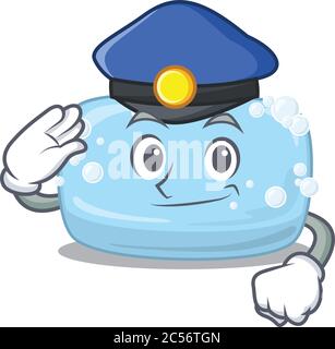 Une jolie photo de dessin animé d'un policier avec un chapeau bleu Illustration de Vecteur