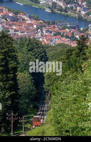 Funiculaire historique, View, Koenigstuhl, Heidelberg, Bade-Wurtemberg, Allemagne, Europe Banque D'Images