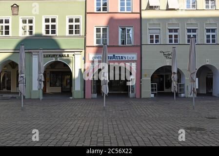 Europe, Allemagne, Bavière, Landshut, vieille ville déserte, restriction de sortie en raison de Covid-19, Banque D'Images