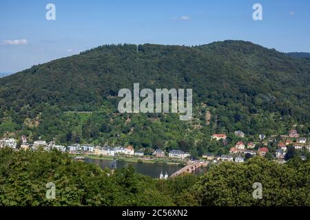 Vue sur la vieille ville de Heidelberg, la station de montagne Molkenkuhr, Heidelberg, Bade-Wurtemberg, Allemagne, Europe Banque D'Images