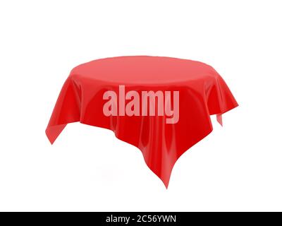 Nappe rouge sur table ronde invisible. illustration du rendu 3d Banque D'Images