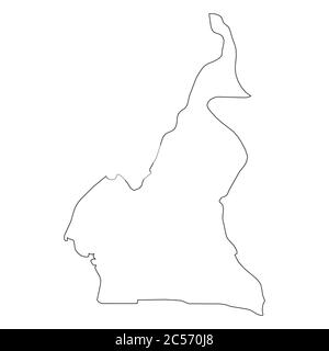 Cameroun - carte de la frontière noire unie de la région du pays. Illustration simple à vecteur plat. Illustration de Vecteur