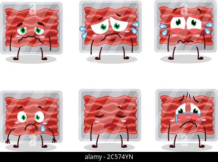 Personnage de dessin animé de viande hachée avec une expression triste Illustration de Vecteur
