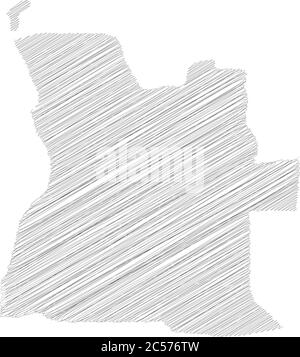 Angola - croquis au crayon scribble plan de silhouette de la région de pays avec ombre portée. Illustration simple à vecteur plat. Illustration de Vecteur