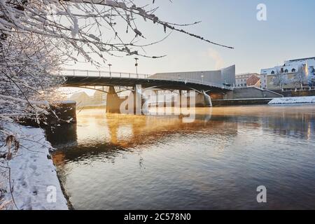 Vieille ville de Ratisbonne au donau en hiver, Regensburg, Haut-Palatinat, Bayern, Allemagne, Europa Banque D'Images