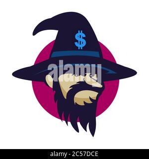 Dessin animé de la tête de l'assistant avec symbole dollar dans le chapeau. Le meilleur design d'illustration pour votre conception d'élément. Illustration vectorielle EPS.8 EPS.10 Illustration de Vecteur