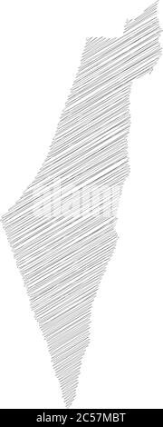 Israël - crayon griffonnage plan de silhouette de la région de pays avec ombre portée. Illustration simple à vecteur plat. Illustration de Vecteur