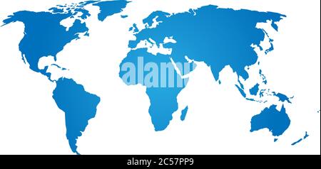 Carte du monde. Illustration du vecteur de silhouette bleu avec dégradé sur fond blanc. Illustration de Vecteur