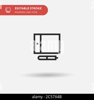 Icône vectorielle simple de tablette graphique. Modèle de conception de symbole d'illustration pour l'élément d'interface utilisateur Web mobile. Pictogramme moderne de couleur parfaite sur contour modifiable. Icônes de tablette graphique pour votre projet d'entreprise Illustration de Vecteur