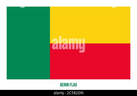 Illustration Vectorielle Drapeau Bénin Sur Fond Blanc. Drapeau National Du Bénin. Illustration de Vecteur