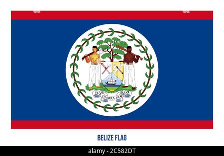 Illustration Vectorielle Drapeau Belize Sur Fond Blanc. Drapeau National Du Belize. Illustration de Vecteur