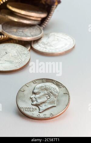 Le dollar d'argent historique des États-Unis reste encore la vie Banque D'Images