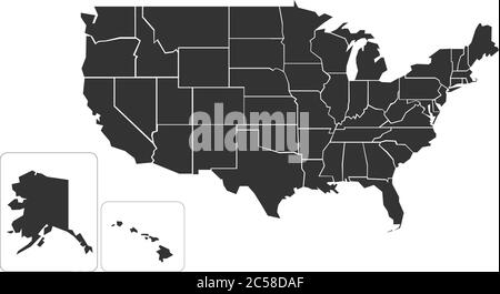 Carte vierge similibée des États-Unis d'Amérique Illustration de Vecteur