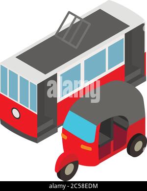 Icône transport urbain, style isométrique Illustration de Vecteur