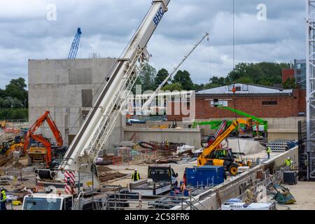 Banbury, Oxfordshire, Angleterre. Régénération et agrandissement du centre commercial de Castle Quay pour fournir des magasins et des restaurants supplémentaires Banque D'Images