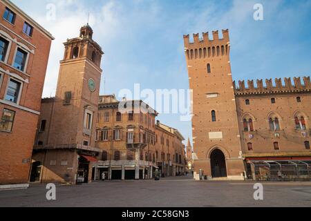 Ferrara - la place Piazza Trento Trieste. Banque D'Images