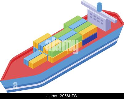Icône de navire de cargaison de guerre commerciale, style isométrique Illustration de Vecteur