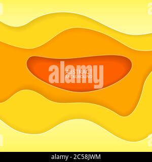 Arrière-plan coupé en papier. Couches orange ondulées en carton. Design moderne abstrait avec formes coupées en papier. Présentation de la conception vectorielle 3D. Vecteur Illustration de Vecteur