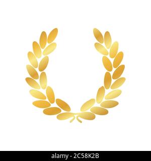 Icône couronne de Laurier doré. Emblème de luxe pour le gagnant. Symbole de victoire, de triomphe et de succès. Logo Golden Award Laurel sur fond blanc. Vecteur Laurel Illustration de Vecteur