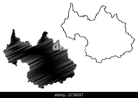 Département de Savoie (France, République française, région Auvergne-Rhône-Alpes, ARA) carte illustration vectorielle, croquis à tracer carte Savoie Illustration de Vecteur