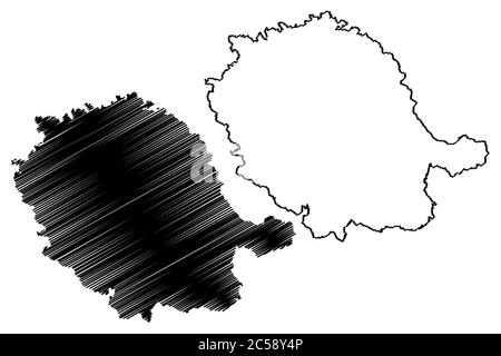 Département du Tarn (région de la France, de la République française, de l'Occitanie ou de l'Occitania) carte illustration vectorielle, croquis griffés carte du Tarn Illustration de Vecteur