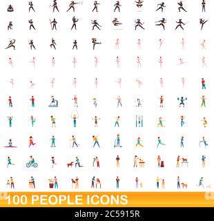 100 personnes icons set. Cartoon illustration de 100 personnes icônes vector set isolé sur fond blanc Illustration de Vecteur