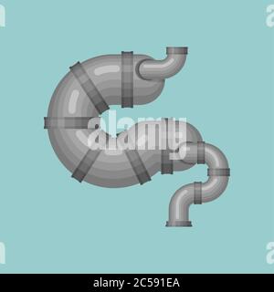 Estomac et intestins métalliques. Organe interne robotique. Organes de Cyborg. Intestin du robot Illustration de Vecteur