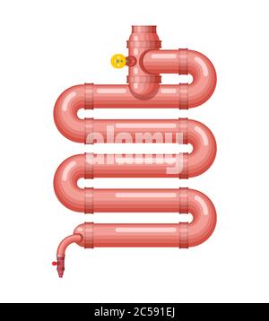 Intestins métalliques. Organe interne robotique. Organes de Cyborg. Intestin du robot Illustration de Vecteur