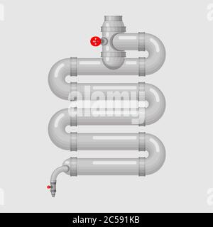 Intestins métalliques. Organe interne robotique. Organes de Cyborg. Intestin du robot Illustration de Vecteur