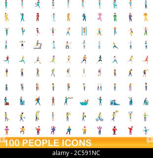 100 personnes icons set. Cartoon illustration de 100 personnes icônes vector set isolé sur fond blanc Illustration de Vecteur