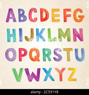 Aquarelle vecteur coloré alphabet manuscrit Illustration de Vecteur