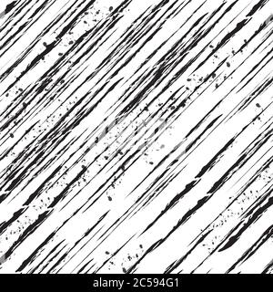 Texture de grunge diagonale sans couture vectorielle. Vide pour fond motif décoratif de coups de pinceau diagonaux de touches de touches et de rayures de couleur noire. Illustration de Vecteur