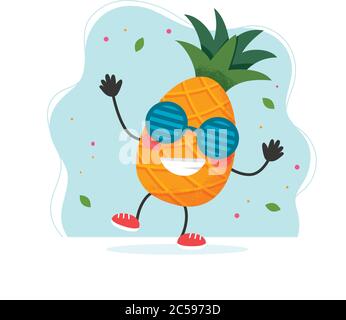 Joli personnage ananas. Motif été coloré. Illustration vectorielle de style plat Illustration de Vecteur