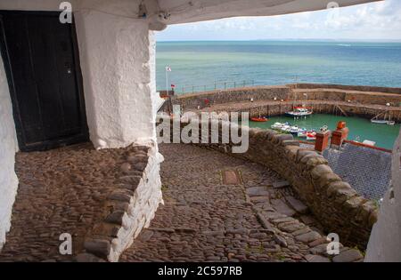 Vue sur le port de Clovelly, North Devon, Angleterre Banque D'Images